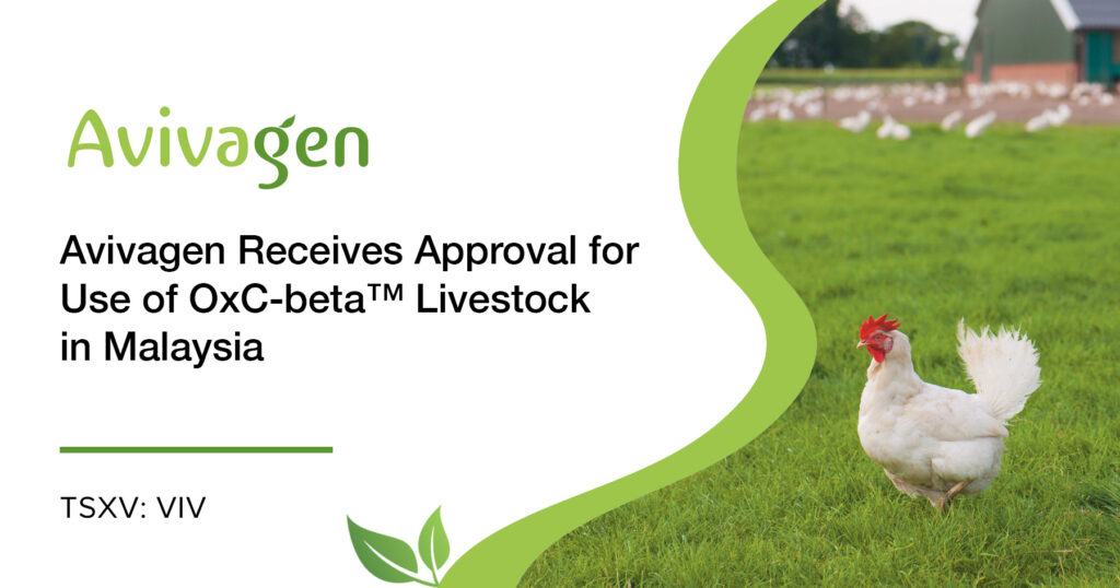 Avivagen Receives Approval for Use of OxC-beta™ Livestock in Malaysia